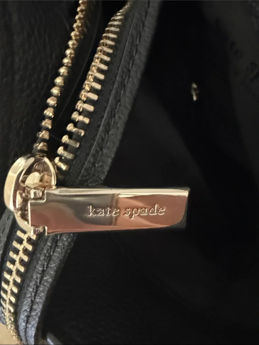 kate spade Black Pebbled Leather Tote with Striped Shoulder Straps